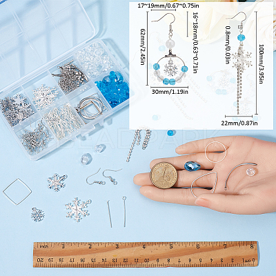 Snowflake Alloy & Glass Dangle Earring Making Kits DIY-SC0026-97-1