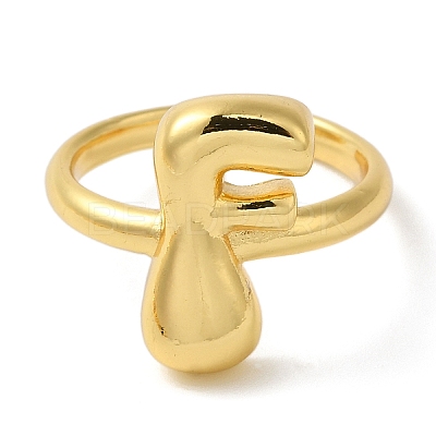 Initials Brass Open Cuff Ring for Women RJEW-N046-02F-G-1