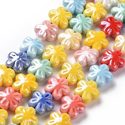 Glazed Porcelain Beads Strands PORC-M539-02-1