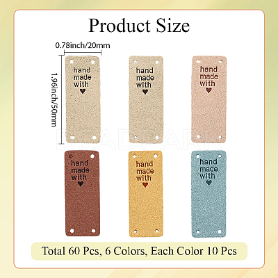 60Pcs 6 Colors Microfiber Leather Labels DIY-CL0002-10-1