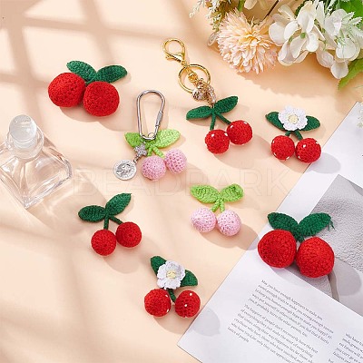 10Pcs 4 Styles Polyester Crochet Cherry DIY-WR0004-91-1