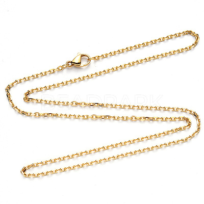 PVD Vacuum Plating 304 Stainless Steel Cable Chain Necklace NJEW-S420-008A-G-1