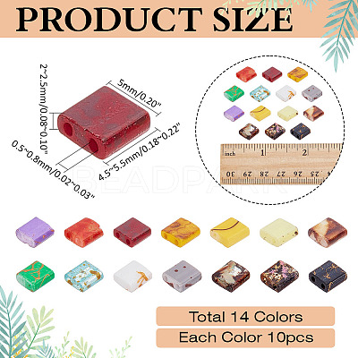 140Pcs 14 Colors 2-Hole Glass Seed Beads SEED-ME0001-07-1