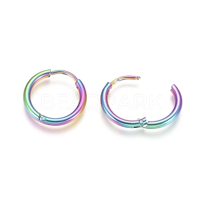 Ion Plating(IP) 304 Stainless Steel Huggie Hoop Earrings EJEW-F111A-17mm-Y-1