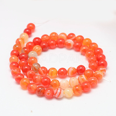 Natural Striped Agate/Banded Agate Bead Strands X-G-K155-A-6mm-05-1