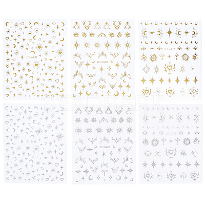 12Pcs 6 Styles Nail Art Stickers Decals FIND-SP0004-60-1