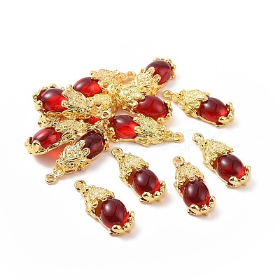Alloy with Glass Imitation Jade Pendants FIND-G047-06G-01-1