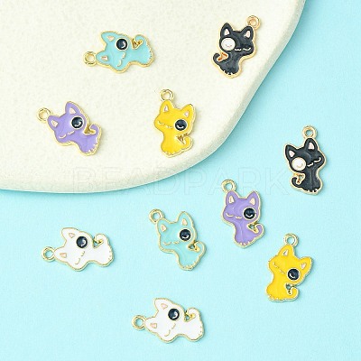 10Pcs 5 Colors Alloy Enamel Pendants ENAM-YW0003-74-1