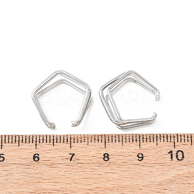 304 Stainless Steel Triple Pentagon Cuff Earrings EJEW-K268-88P-1