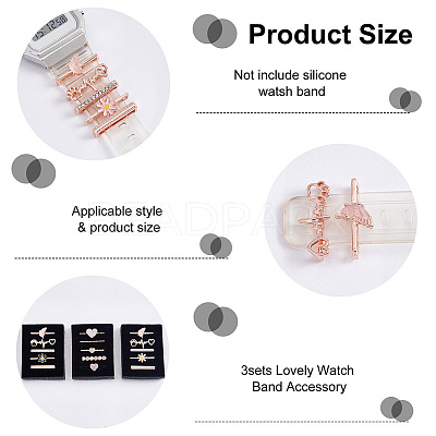 15Pcs 15 Style Heart & Flower & Word & Butterfly Crystal Rhinestone Watch Band Charms Set FIND-PH0007-69-1