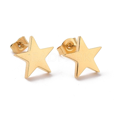 Ion Plating(IP) 304 Stainless Steel Star Stud Earrings for Women X-STAS-I693-01G-1