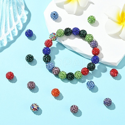 30Pcs Pave Disco Ball Beads RB-YW0001-14K-1
