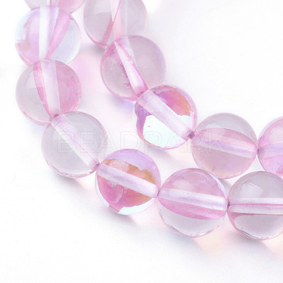 Synthetic Moonstone Beads Strands G-R375-6mm-B12-1