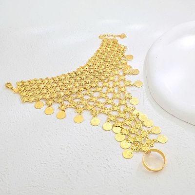 Iron Layered Coin & Flower Link Ring Bracelets for Women WS2112-1