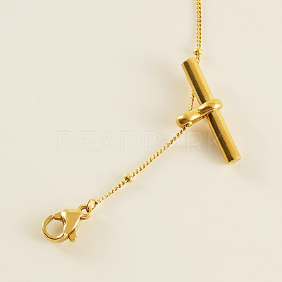 201 Stainless Steel T Bar Charm Anklets for Women FS-WG8F6B6-01-1