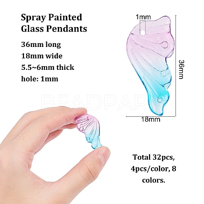 Spray Painted Glass Pendants GGLA-BC0001-003-1