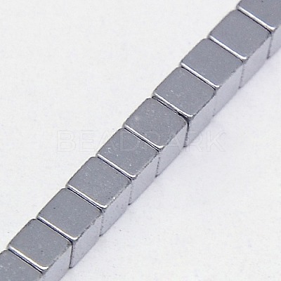 Electroplate Non-magnetic Synthetic Hematite Beads Strands G-J170A-3x3mm-M-1