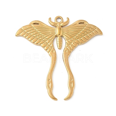 304 Stainless Steel Moth Pendants X-STAS-S186-08B-G-1
