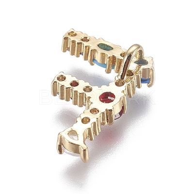 Brass Rhinestone Pendants X-ZIRC-E517-04F-G-1