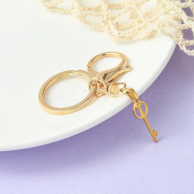304 Stainless Steel Initial Letter Key Charm Keychains KEYC-YW00004-20-1