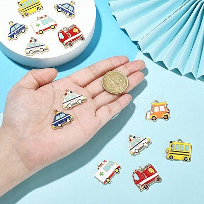 30Pcs 6 Styles Alloy Enamel Pendants ENAM-CJ0004-51-1