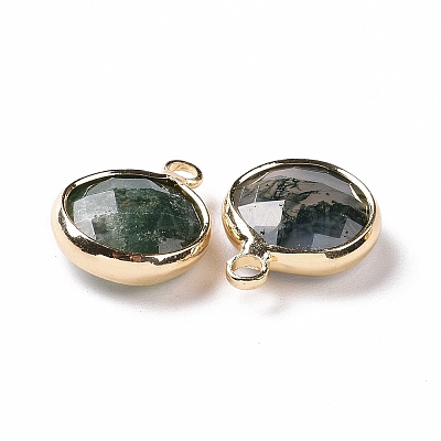 Natural Moss Agate Charms G-C023-04-1