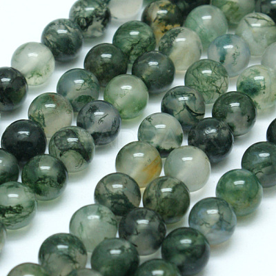 Natural Moss Agate Beads Strands X-G-I199-06-4mm-1
