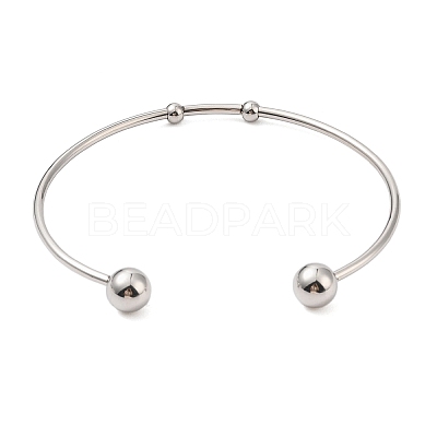 Tarnish Resistant Fashion 304 Stainless Steel Cuff Bangles Torque Bangles BJEW-H473-01P-1