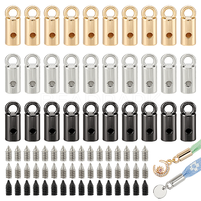 48Pcs 3 Colors Zinc Alloy Cord Ends FIND-PH0023-60A-1