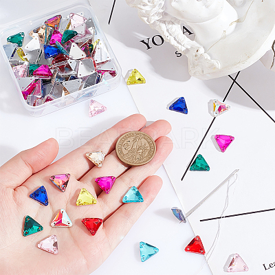 100Pcs 10 Colors Triangle Shape Sew on Rhinestone GLAA-GA0001-59-1
