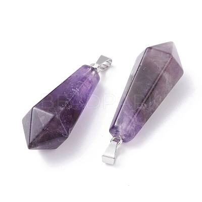 Natural Amethyst Pointed Pendants G-I314-02P-13-1