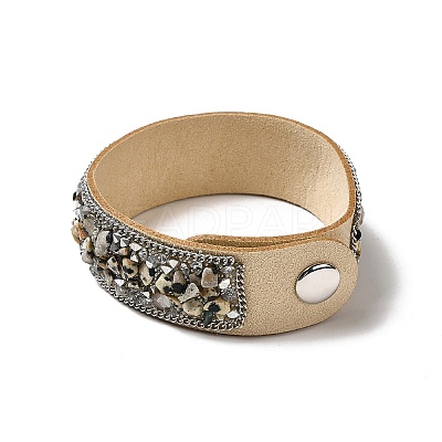 Faux Suede Snap Cord Bracelet LS-BJEW-F428-08-1
