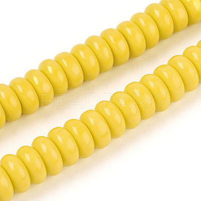 Opaque Spray Painted Glass Beads GLAA-ZX008-8mm-18K-1