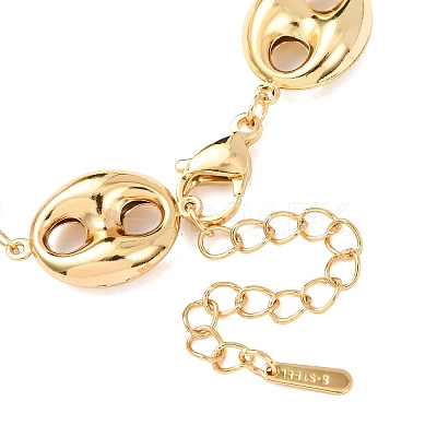 304 Stainless Steel Coffee Bean Link Chain Bracelets X-BJEW-D359-14B-G-1