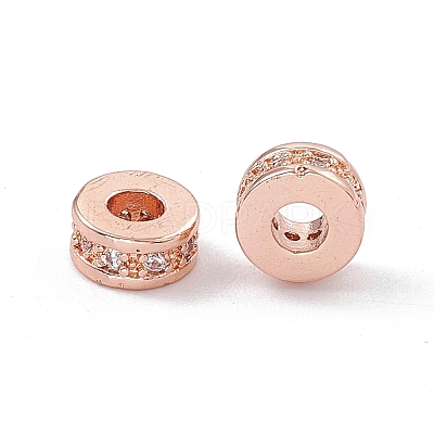 Brass Micro Pave Cubic Zirconia Beads ZIRC-F009-31RG-1