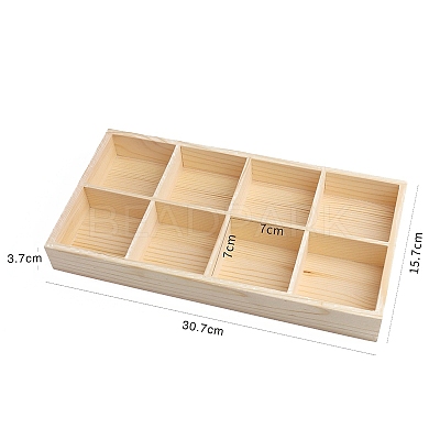 8 Grids Wooden Jewelry Display Tray for Earrings Rings Bracelets Storage PW-WG82293-02-1