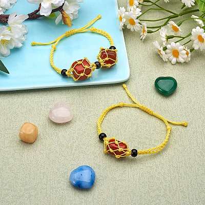 Adjustable Braided Nylon Cord Macrame Pouch Bracelet Making AJEW-SW00013-02-1