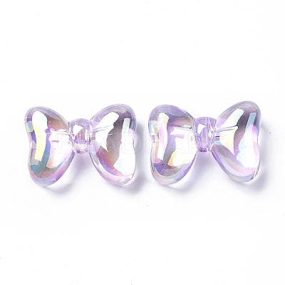 UV Plating Rainbow Iridescent Acrylic Beads OACR-H015-06-1