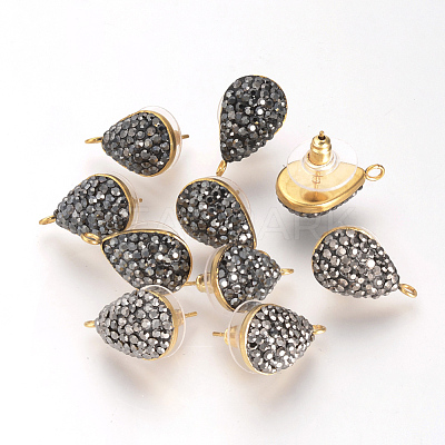 Polymer Clay Rhinestone Stud Earring Findings X-EJEW-S197-01-1