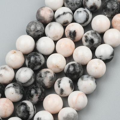 Natural Pink Zebra Jasper Beads Strands G-P231-01-10mm-1