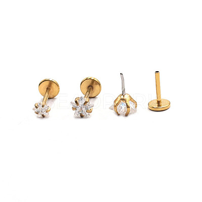 Stainless Steel Clear Cubic Zirconia Threadless Labret Stud WG18B1C-16-1