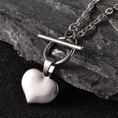 Tarnish Resistant Valentine's Day Heart 304 Stainless Steel Lariat Necklaces NJEW-JN01484-1