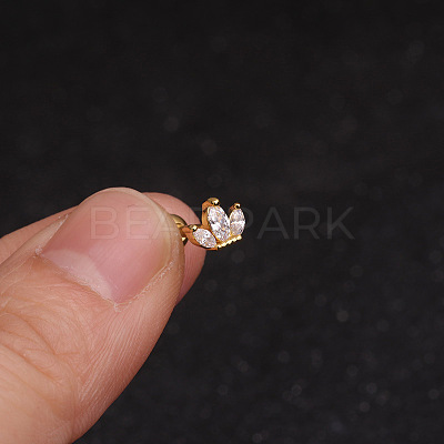 316L Surgical Stainless Steel Micro Pave Clear Cubic Zirconia Crown Cartilage Earrings WG9CD6D-32-1