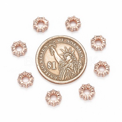Brass Cubic Zirconia European Beads ZIRC-F001-101RG-1