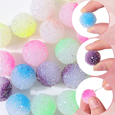 36Pcs 6 Colors Frosted Acrylic Beads MACR-SC0001-14-1