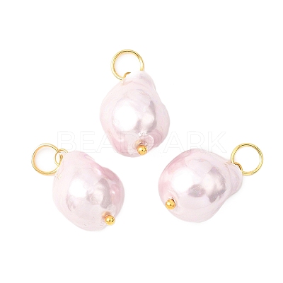 Electroplated Glass Imitation Pearl Pendants PALLOY-JF04579-03-1