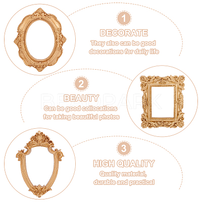 12Pcs 12 Styles Vintage Resin Picture Frame AJEW-AN0007-29-1