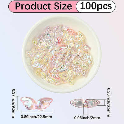 100Pcs Transparent UV Plating Acrylic Beads PACR-PA0001-03-1