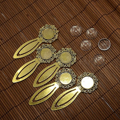 18mm Clear Domed Glass Cabochon Cover for Antique Golden DIY Alloy Portrait Bookmark Making DIY-X0118-AG-NR-1