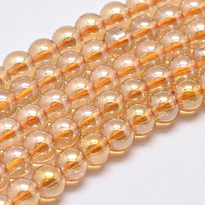 Imitate Austrian Crystal Electroplate Glass Round Bead Strands GLAA-F030-6mm-A01-1